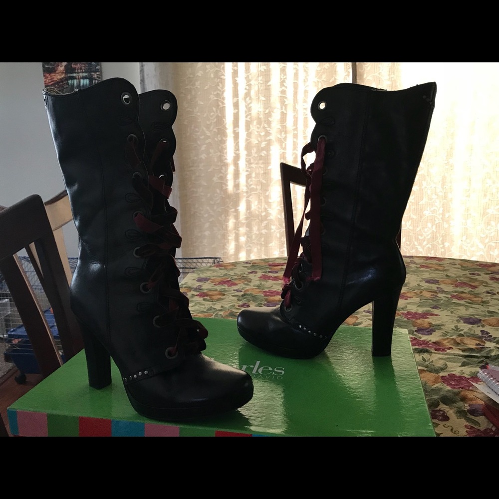 Sexy Charles David, lace up boots